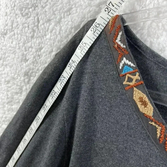 Scully NWT Women Dress S Gray Aztec Tribal Fringe Trim Sheath Long Sleeve Native - Picture 12 of 16